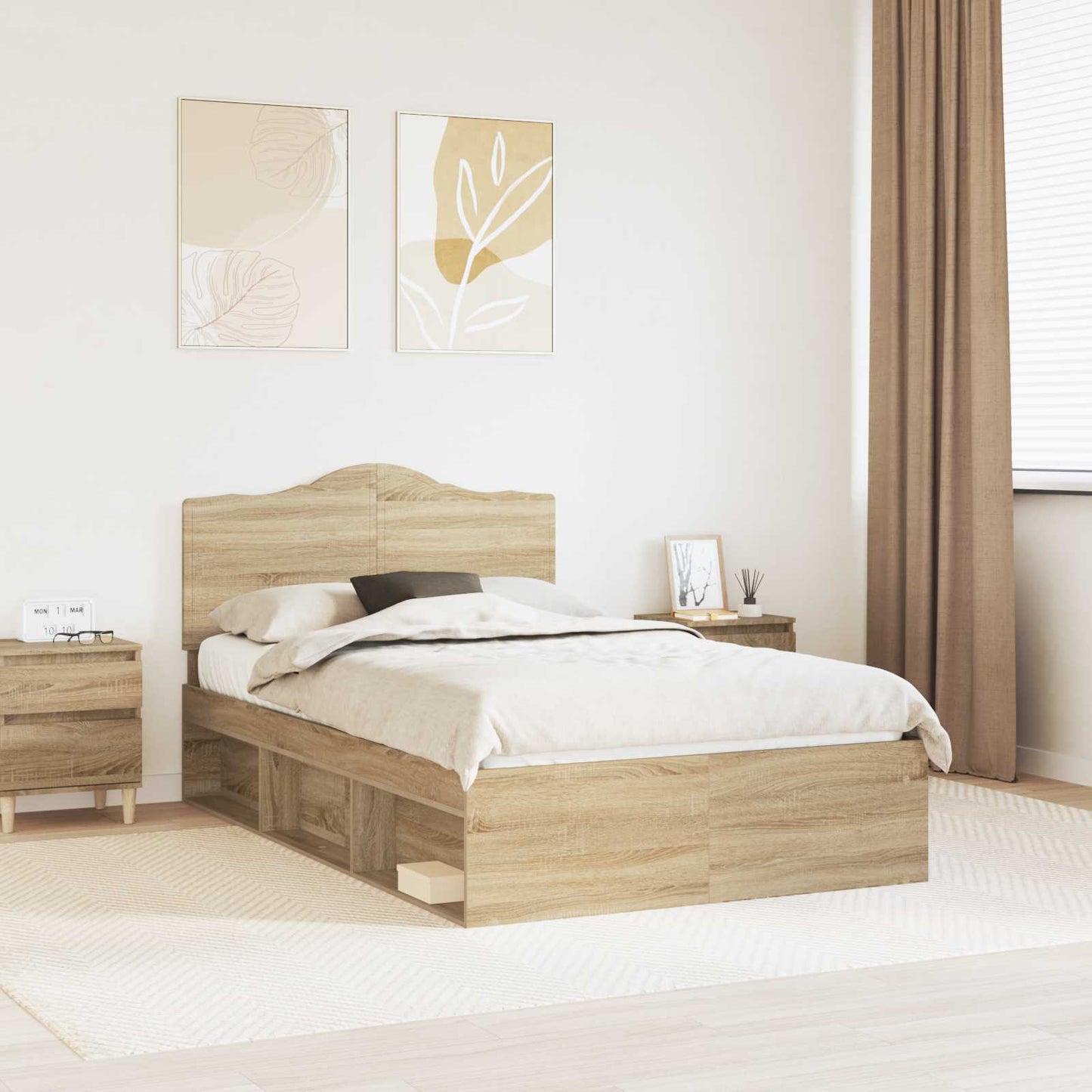 JUNG Vida Bettrahmen Sonoma 120 x 190 cm Massives Kiefernholz