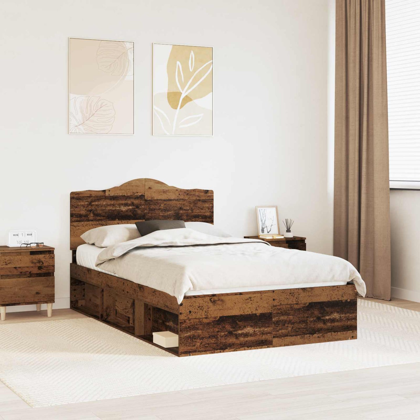 JUNG Vida Bettrahmen Altholz 120 x 190 cm Massives Kiefernholz