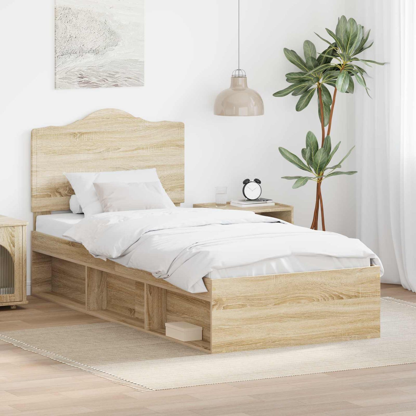 JUNG Vida Bettrahmen Sonoma-Eiche 90 x 200 cm Massives Kiefernholz