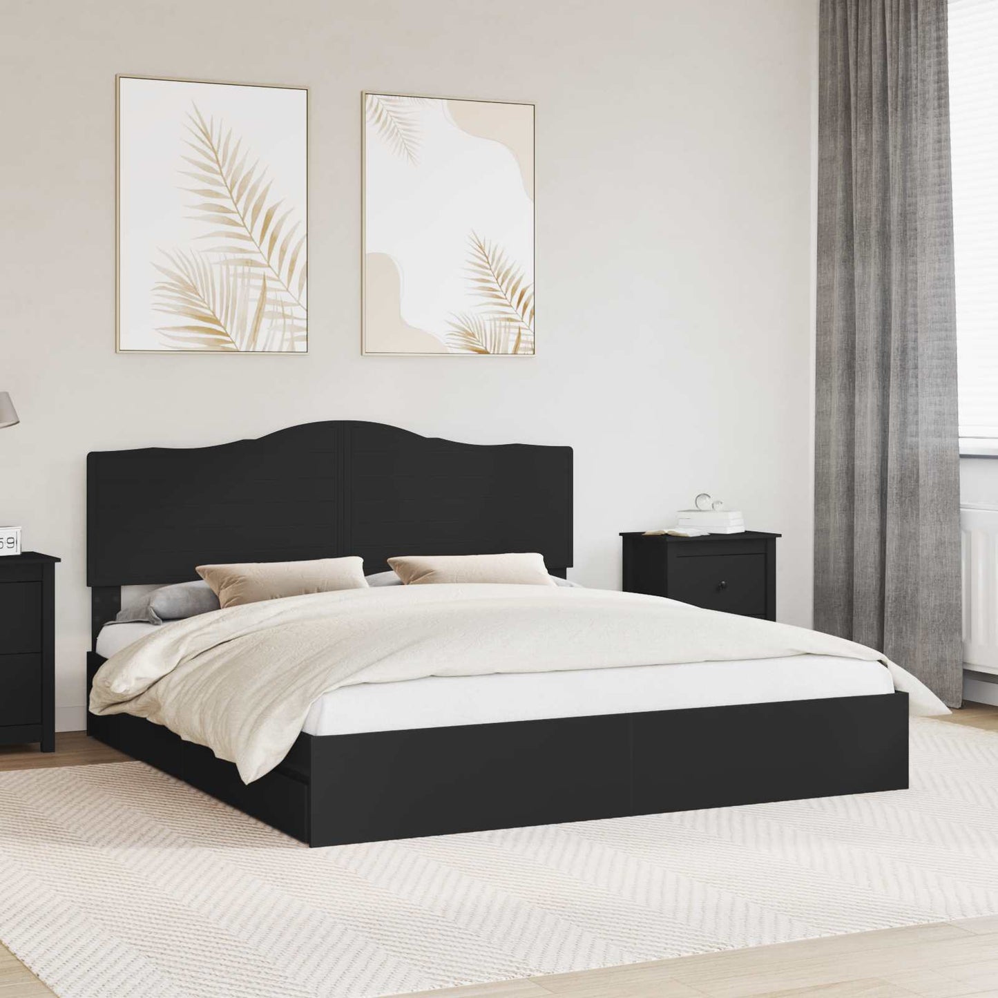 JUNG Vida Aufbewahrungsbett Schwarz 200 x 200 cm Holzwerkstoff