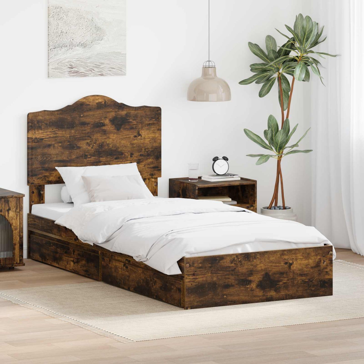JUNG Vida Aufbewahrungsbett Geräucherte Eiche 90 x 190 cm Holzwerkstoff