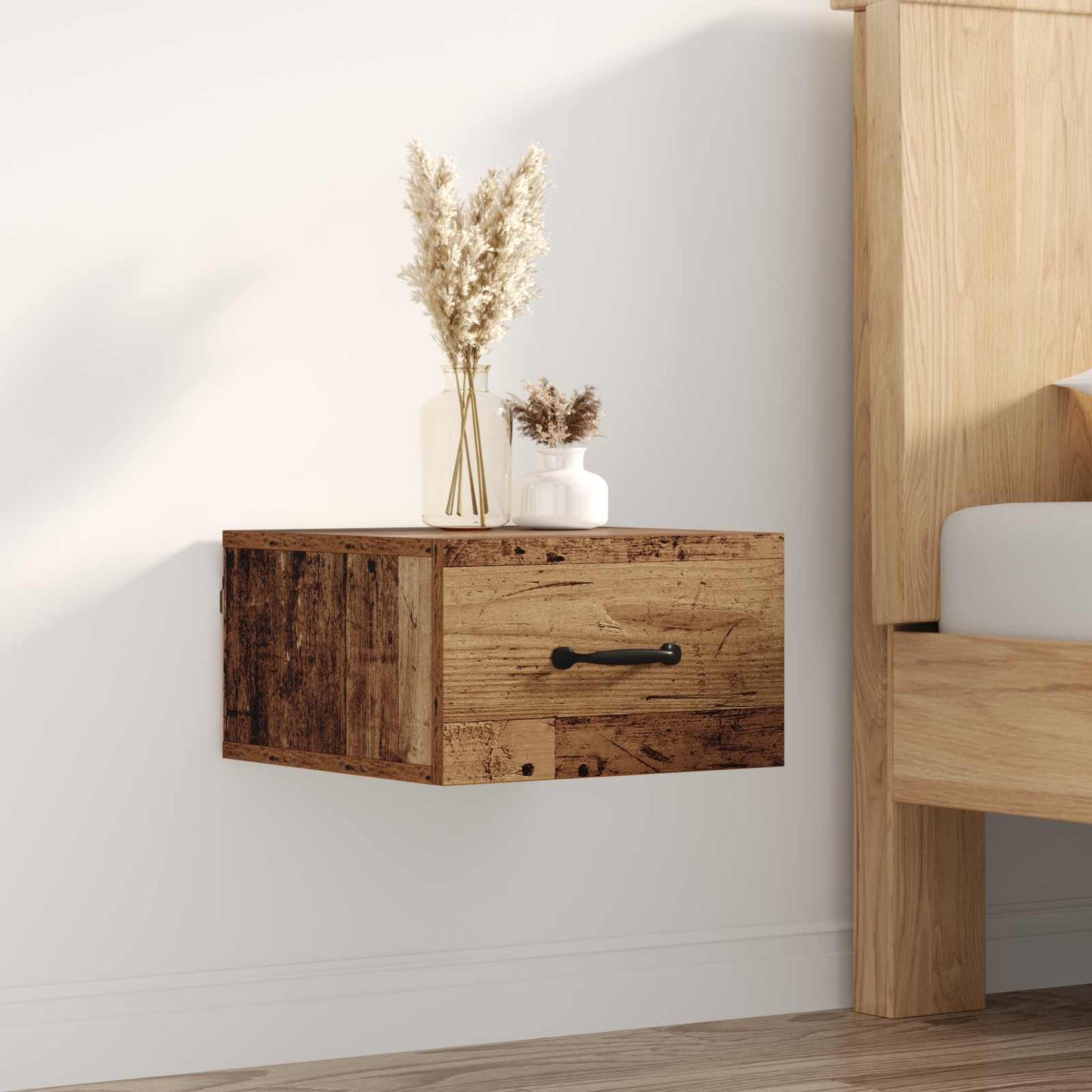 JUNG Vida Nachttisch mit Schubladen Altholz 35 x 35 x 20 cm Holzwerkstoff