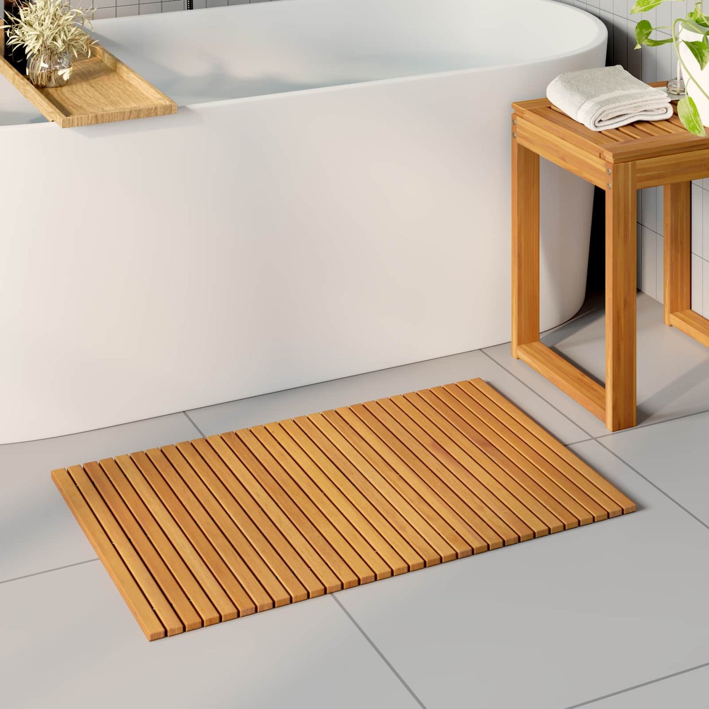 JUNG Vida Badematte Uni Braun 80 x 50 cm Holz