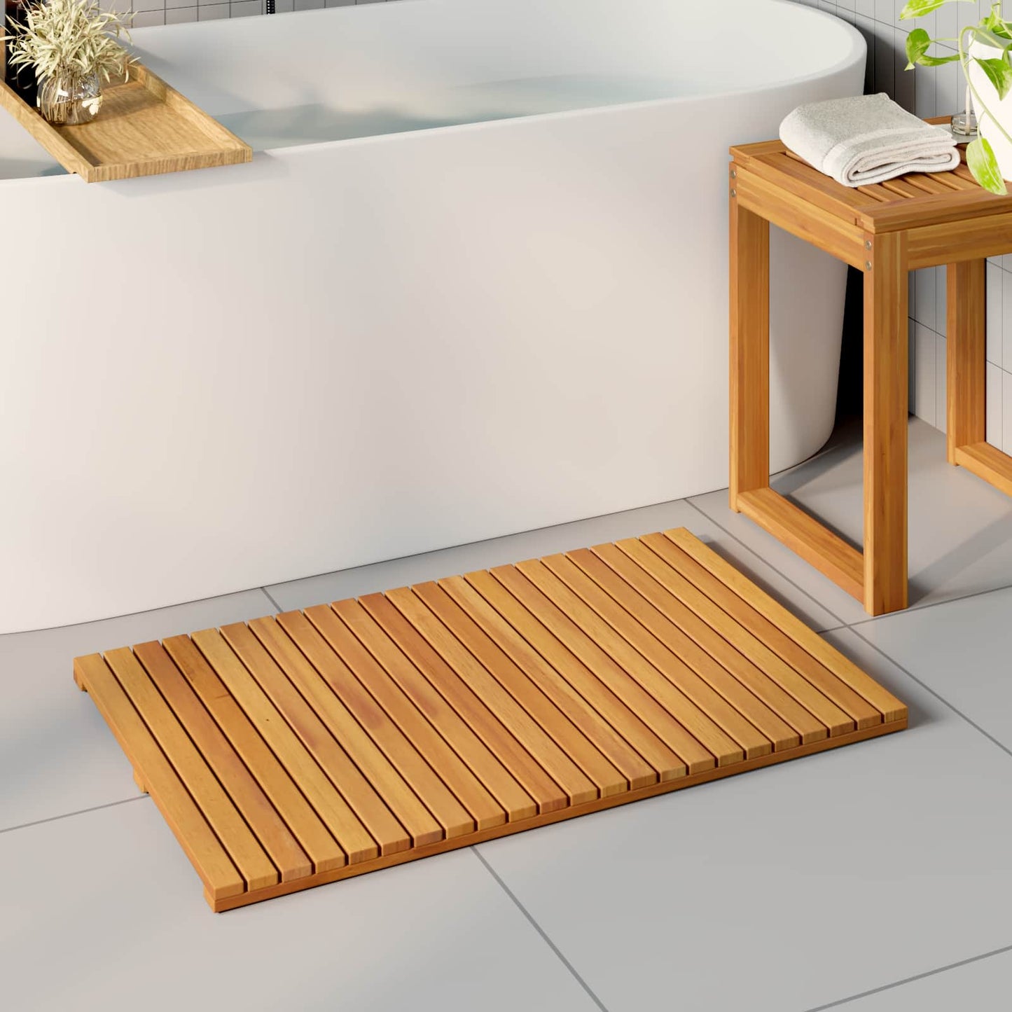 JUNG Vida Badematte Uni Braun 80 x 50 cm Holz