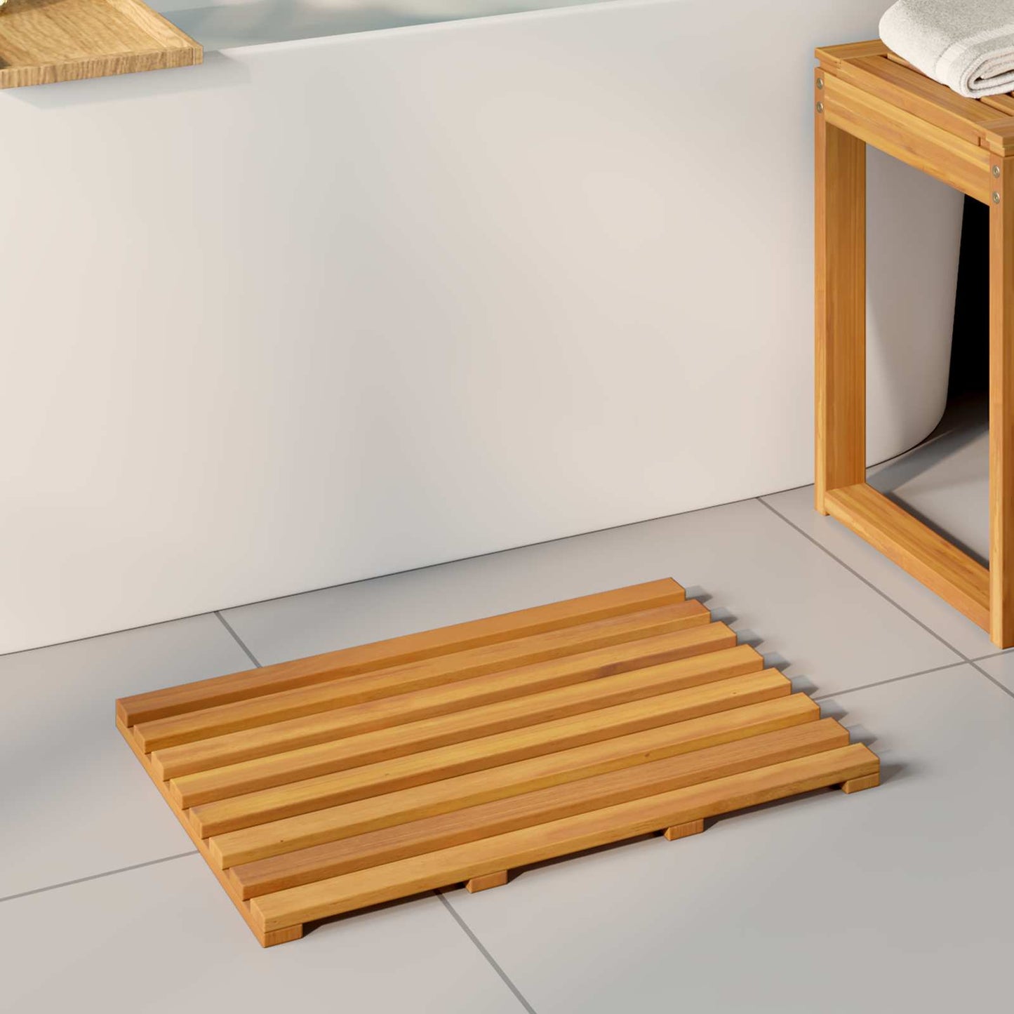 JUNG Vida Badematte Uni Braun 100 x 53 cm Holz