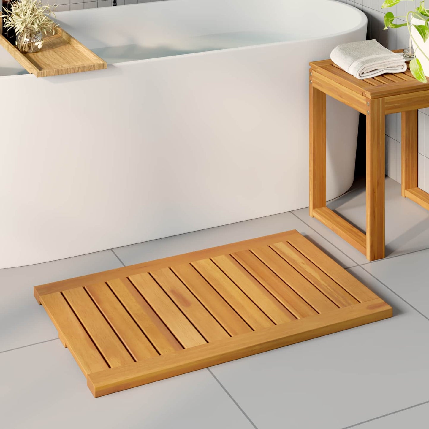 JUNG Vida Badematte Uni Braun 80 x 50 cm Holz