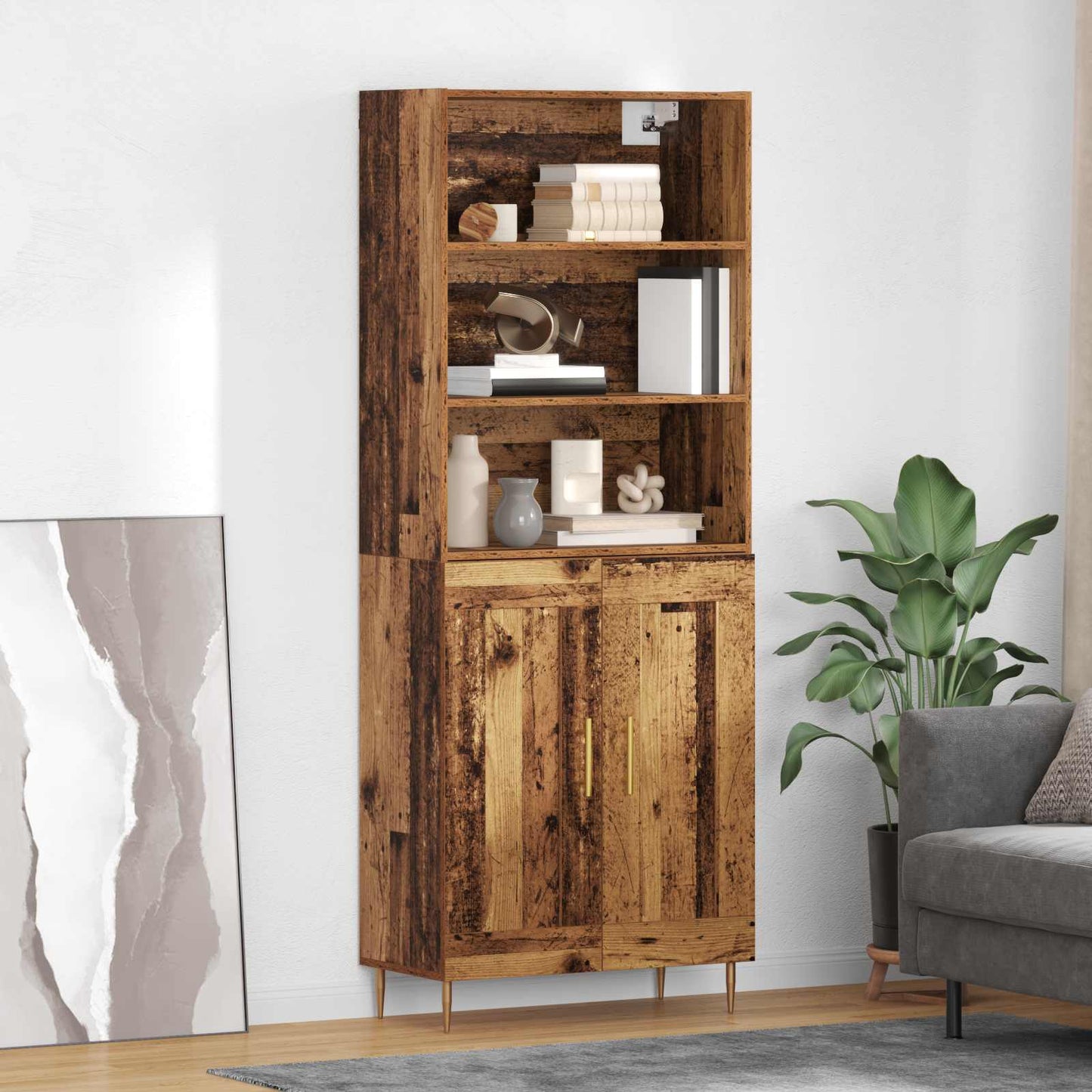 JUNG Vida Highboard Altholz 69,5 x 34 x 180 cm Holzwerkstoff