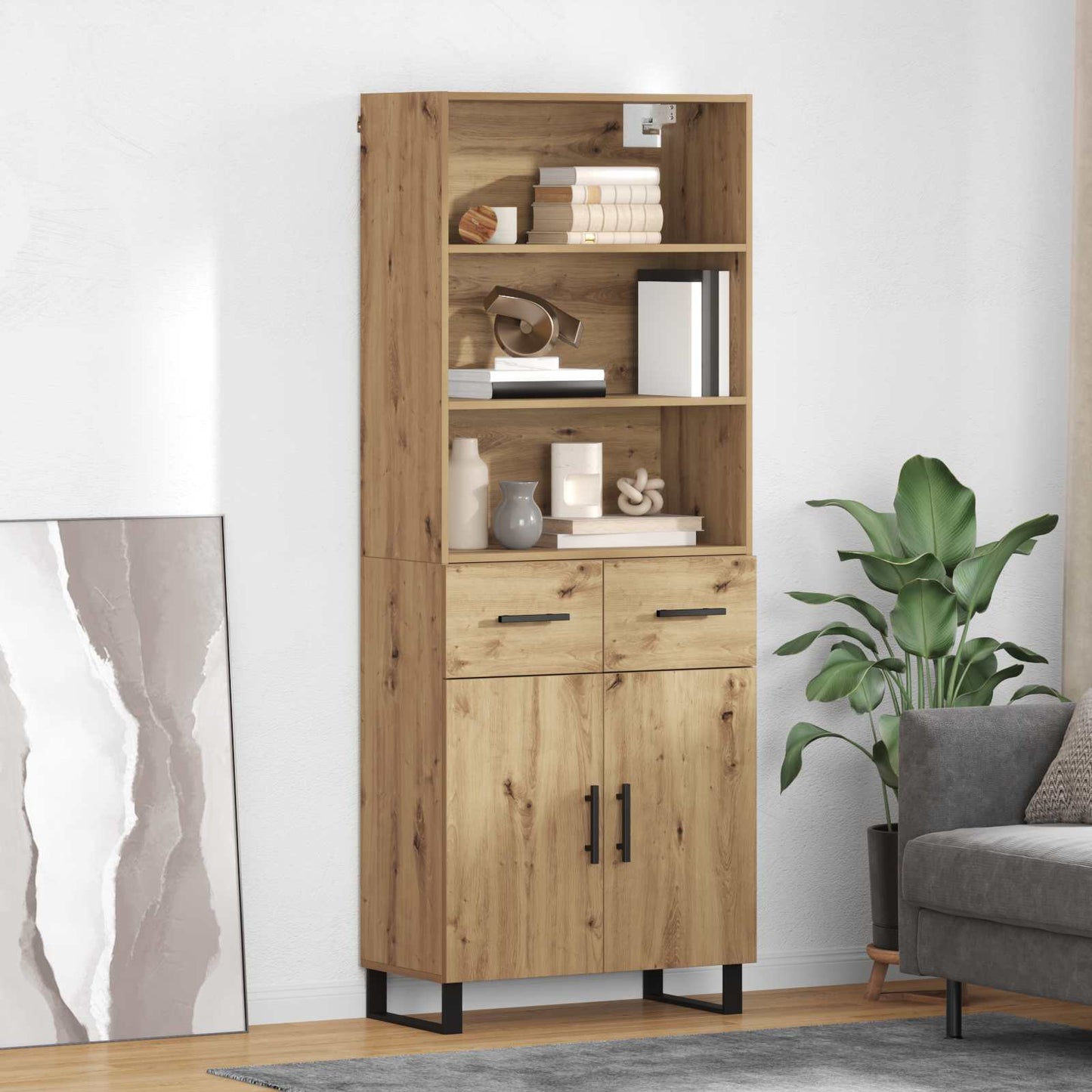 JUNG Vida Highboard Artisan-Eiche 69,5 x 34 x 180 cm Holzwerkstoff