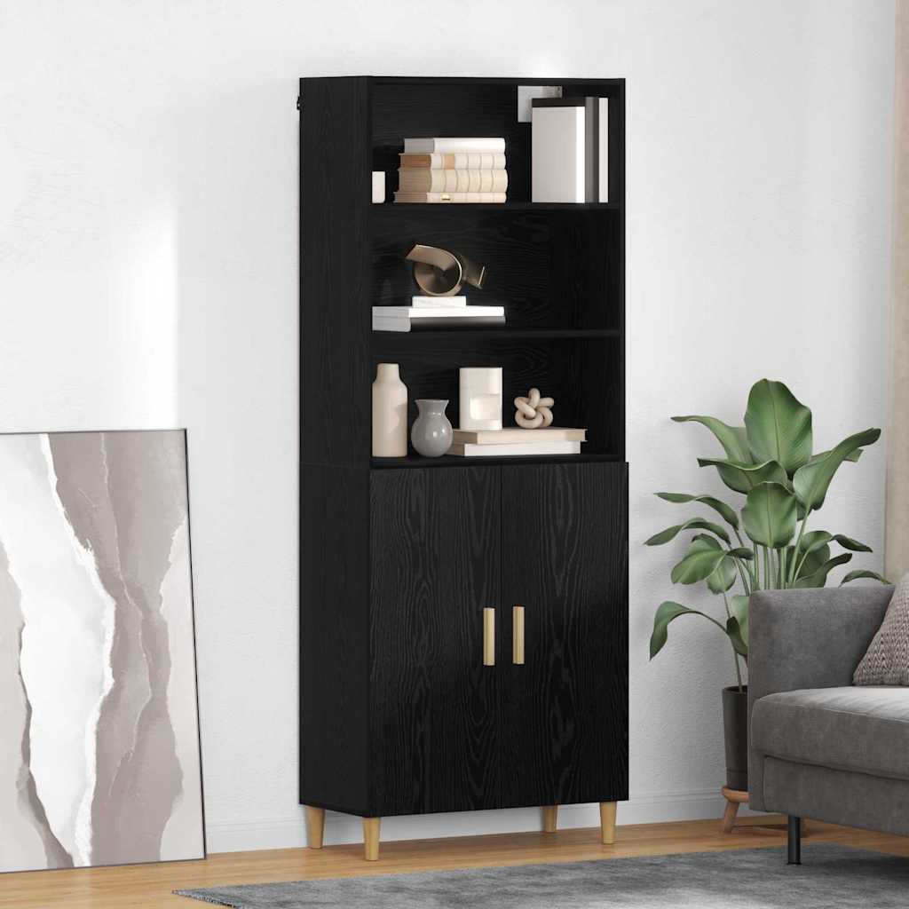 JUNG Vida Highboard Schwarz Eichen-Optik 69,5 x 32,5 x 180 cm