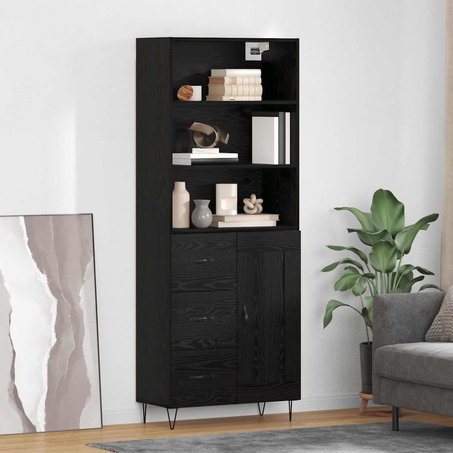 JUNG Vida Highboard 2 pcs Schwarz Eichen-Optik Holzwerkstoff