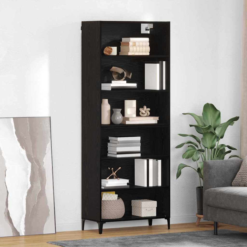 JUNG Vida Highboard Schwarz Eichen-Optik 69,5 x 34 x 180 cm Holzwerkstoff