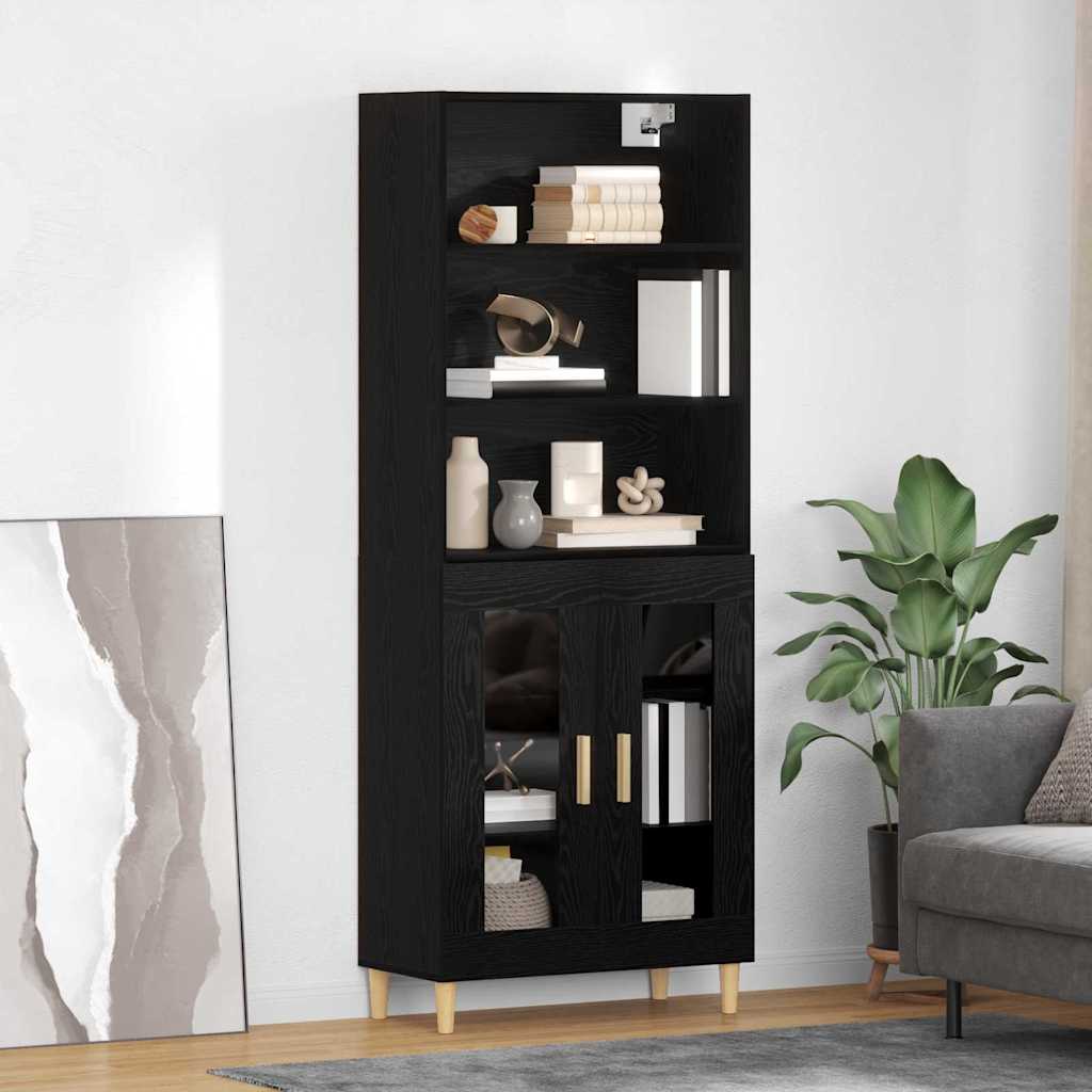 JUNG Vida Highboard Schwarz Eichen-Optik 69,5 x 32,5 x 180 cm