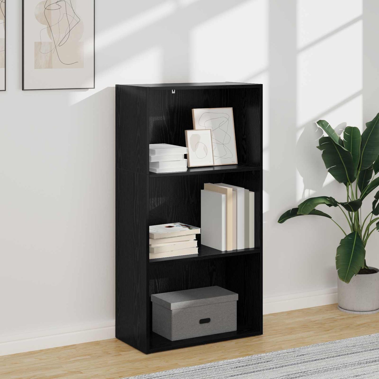 JUNG Vida Bücherregal Schwarz Eichen-Optik 60 x 30 x 76.5 cm
