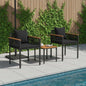 JUNG Vida Gartenmöbel Set mit Kissen 3 pcs Schwarz PE-Rattan