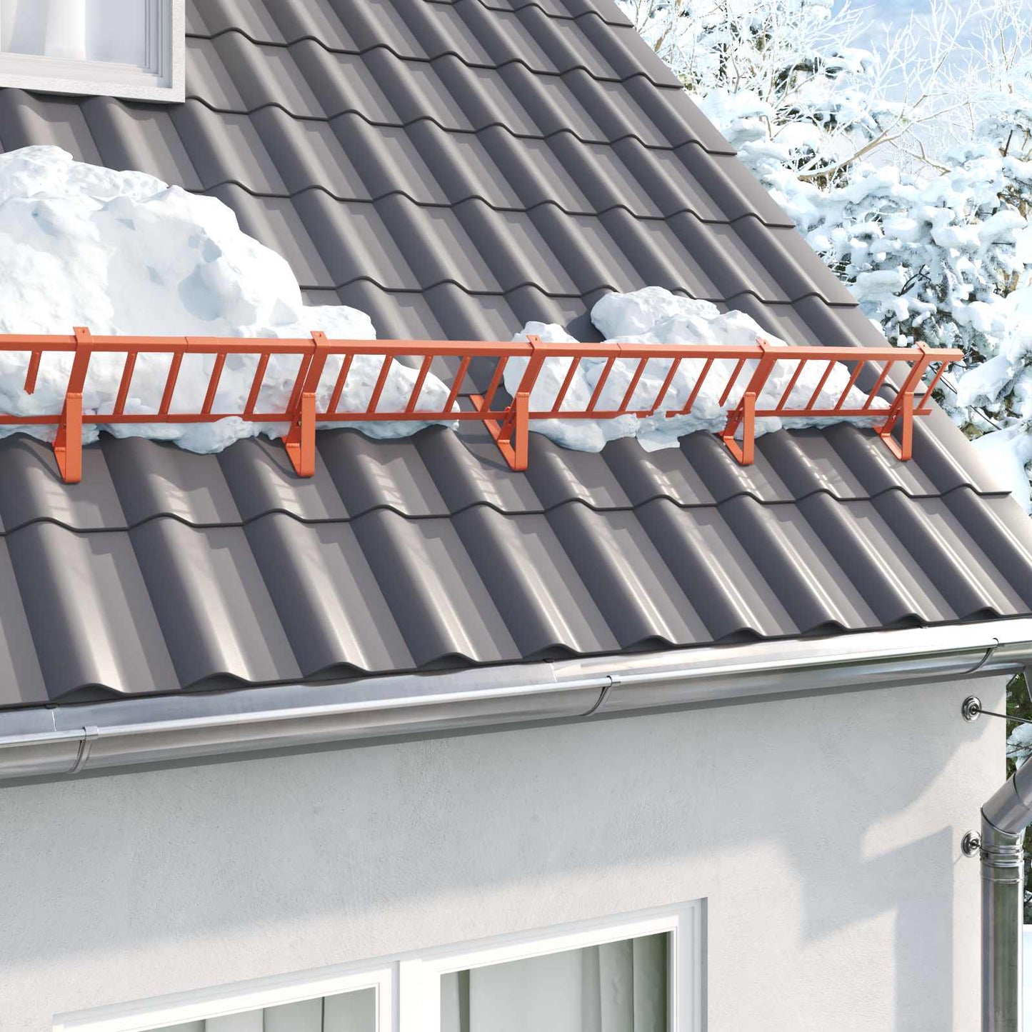JUNG Vida Dachschneeschild Rot 800 x 29,5 x 34,5 cm Stahl