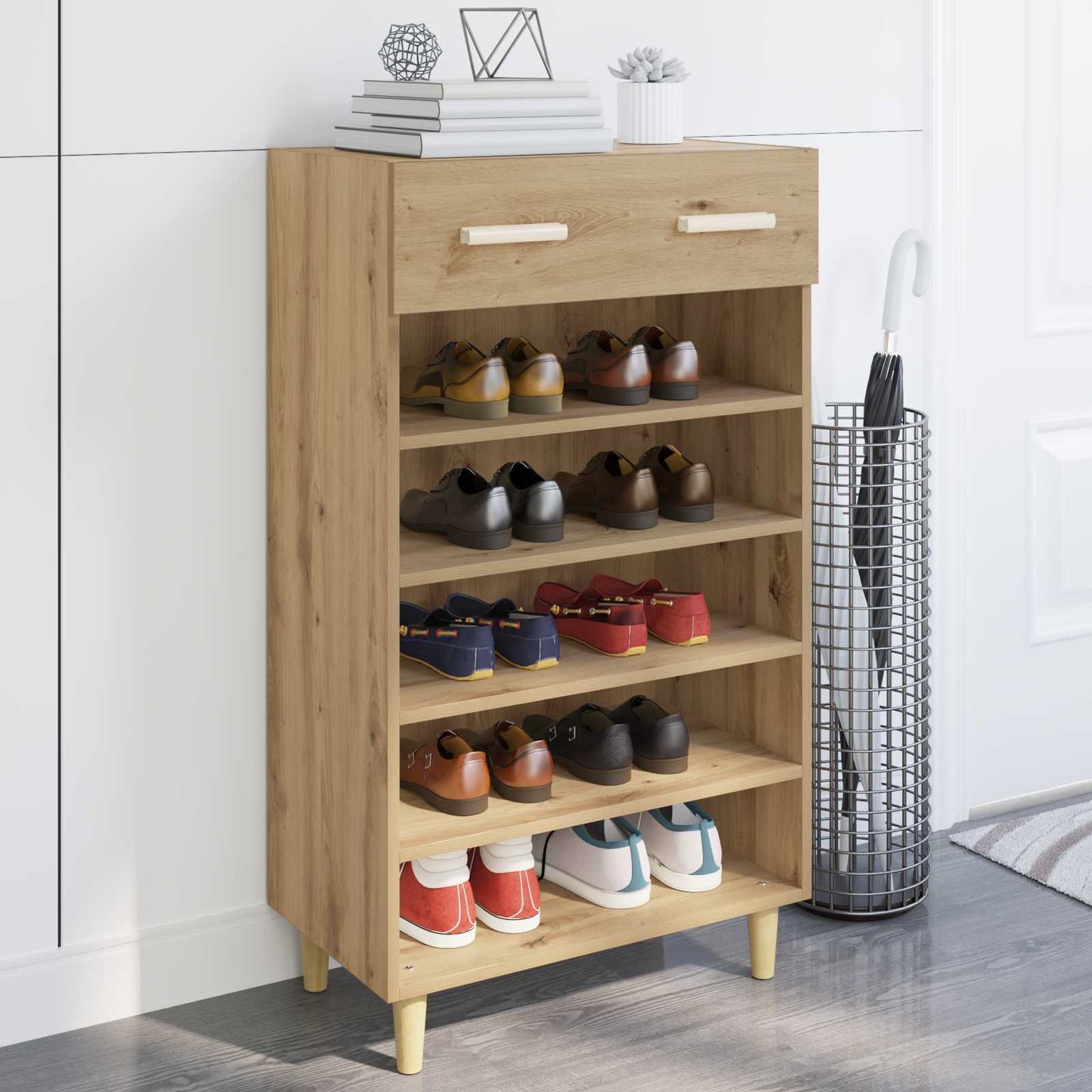 JUNG Vida Schuhschrank Kunsthandwerk Eiche 60 x 35 x 105 cm Holzwerkstoff
