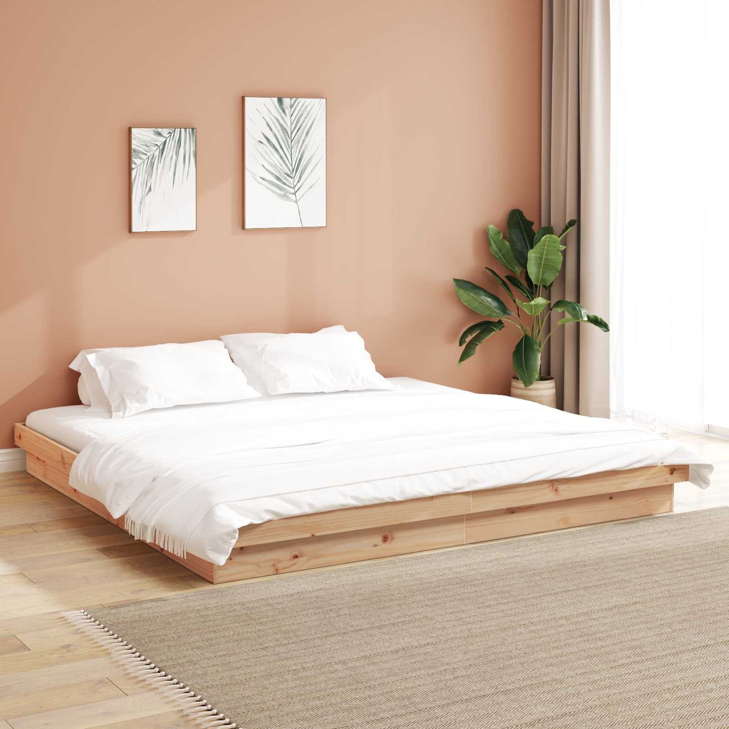 JUNG Vida Bettrahmen Natur 200 x 200 cm Massives Kiefernholz