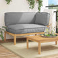 JUNG Vida Sofa Set mit Kissen Uni Grau 133 x 92 x 69 cm Massivholz Akazie