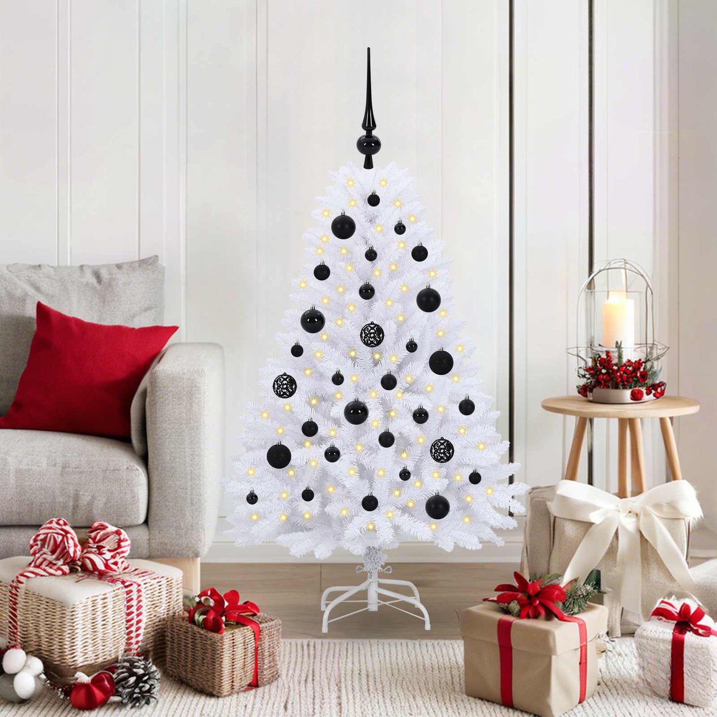 JUNG Vida Künstlicher klappbarer Weihnachtsbaum Weiß 120 cm PVC und Stahl