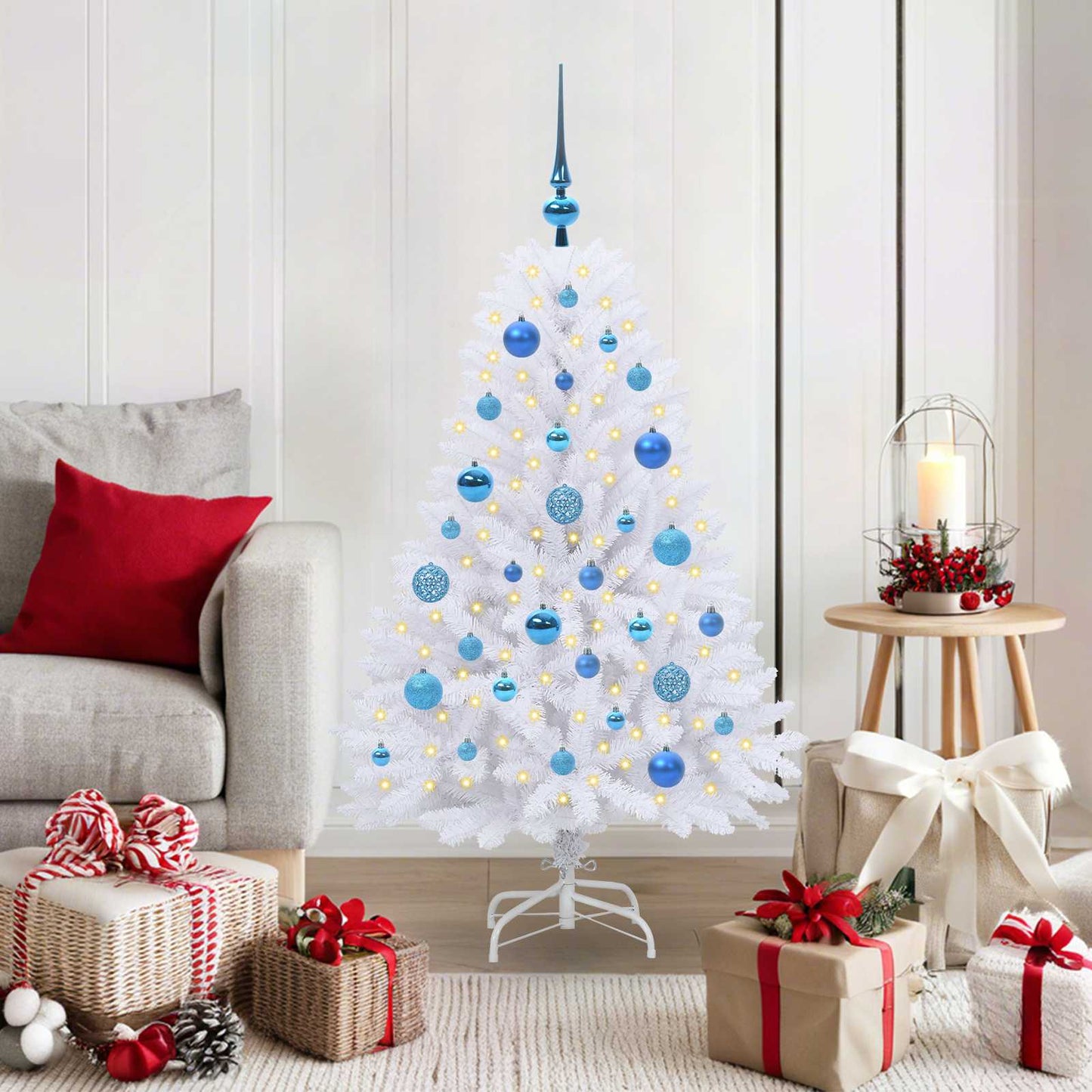 JUNG Vida Künstlicher klappbarer Weihnachtsbaum Weiß 120 cm PVC und Stahl