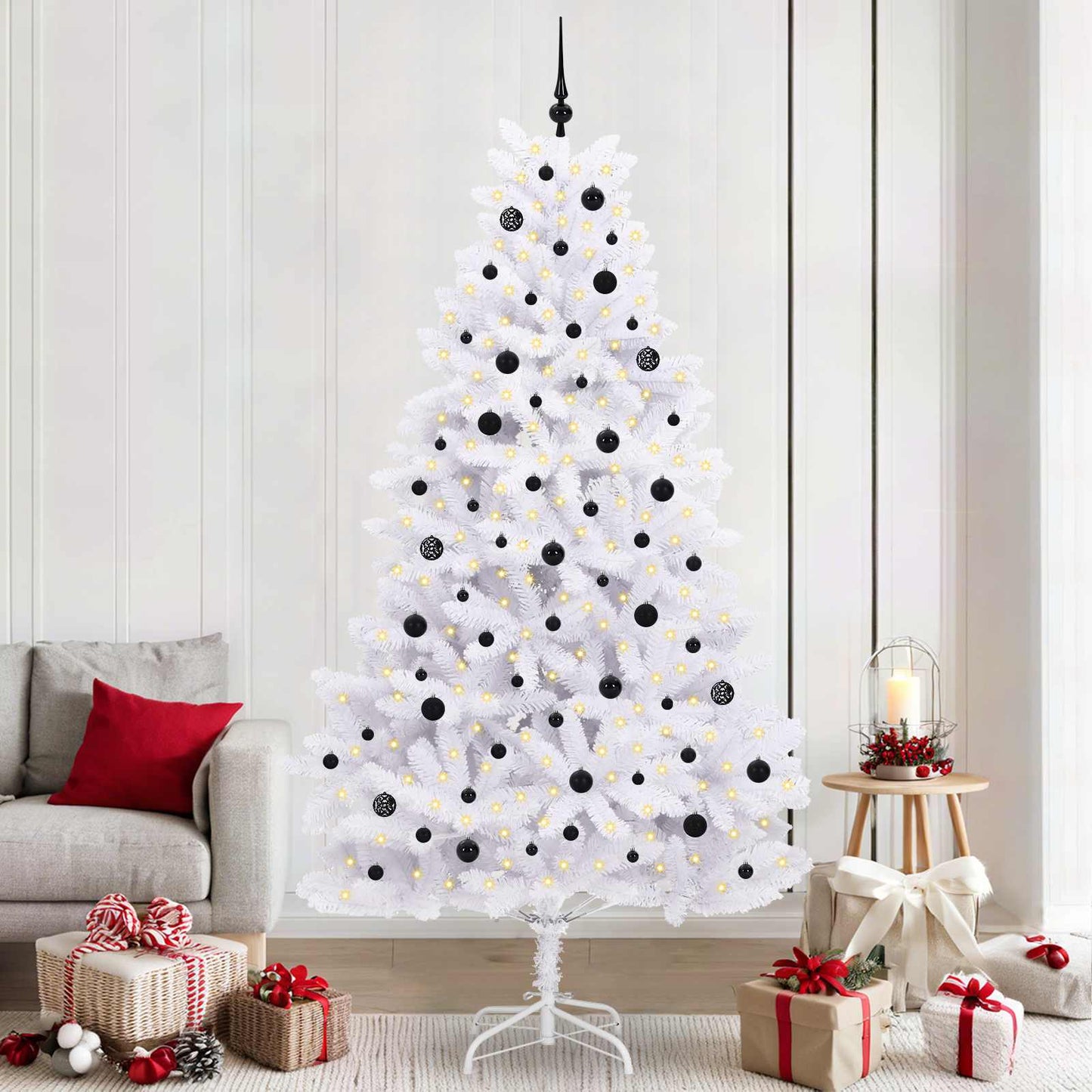 JUNG Vida Künstlicher klappbarer Weihnachtsbaum Weiß 240 cm PVC und Stahl