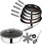 Tefal E30 Jamie Oliver Set 19 Induktionsgeeignetes 9-teiliges Pfannen-Set mit Wok, Schmorpfanne, Bratpfannen in 20/24/28 cm, Antihaftbeschichtung, Thermospot, Edelstahl-Pfannenset für alle Herdarten
