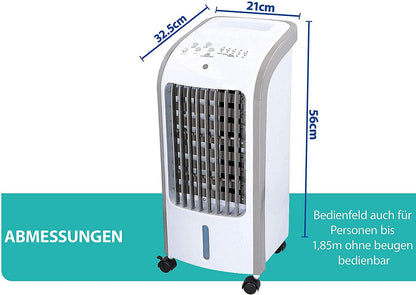 Dunlop AC21 Mobile Klimaanlage mit Verdunstungskühlung, 3 Geschwindigkeitsstufen, 7,5 Stunden Timer, für Räume bis 35 m², Energiesparend, Leicht und Kompakt, Turmventilator, 4 L Wasserbehälter