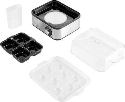 JUNG ADLER AD4486 Eierkocher Edelstahl 800W 8 Eier Härtegrad einstellbar BPA-frei Eierkocher Messbecher Eierstecher Spiegelei-Pfännchen kompakt klappbare Haube Eierkocher Edelstahlgehäuse