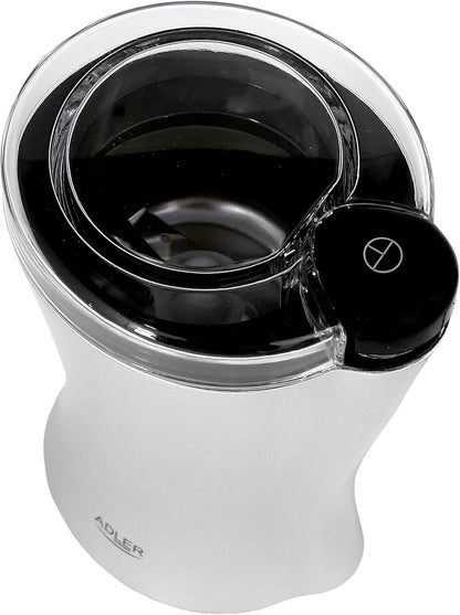 JUNG ADLER AD443 elektrische Kaffeemühle 150W grau Kaffeebohnenmühle Edelstahlmesser kompakt leise 70g Füllmenge Sicherheitsdeckel Kaffeemühle für Espresso Kaffee Latte Mokka Küchenmühle