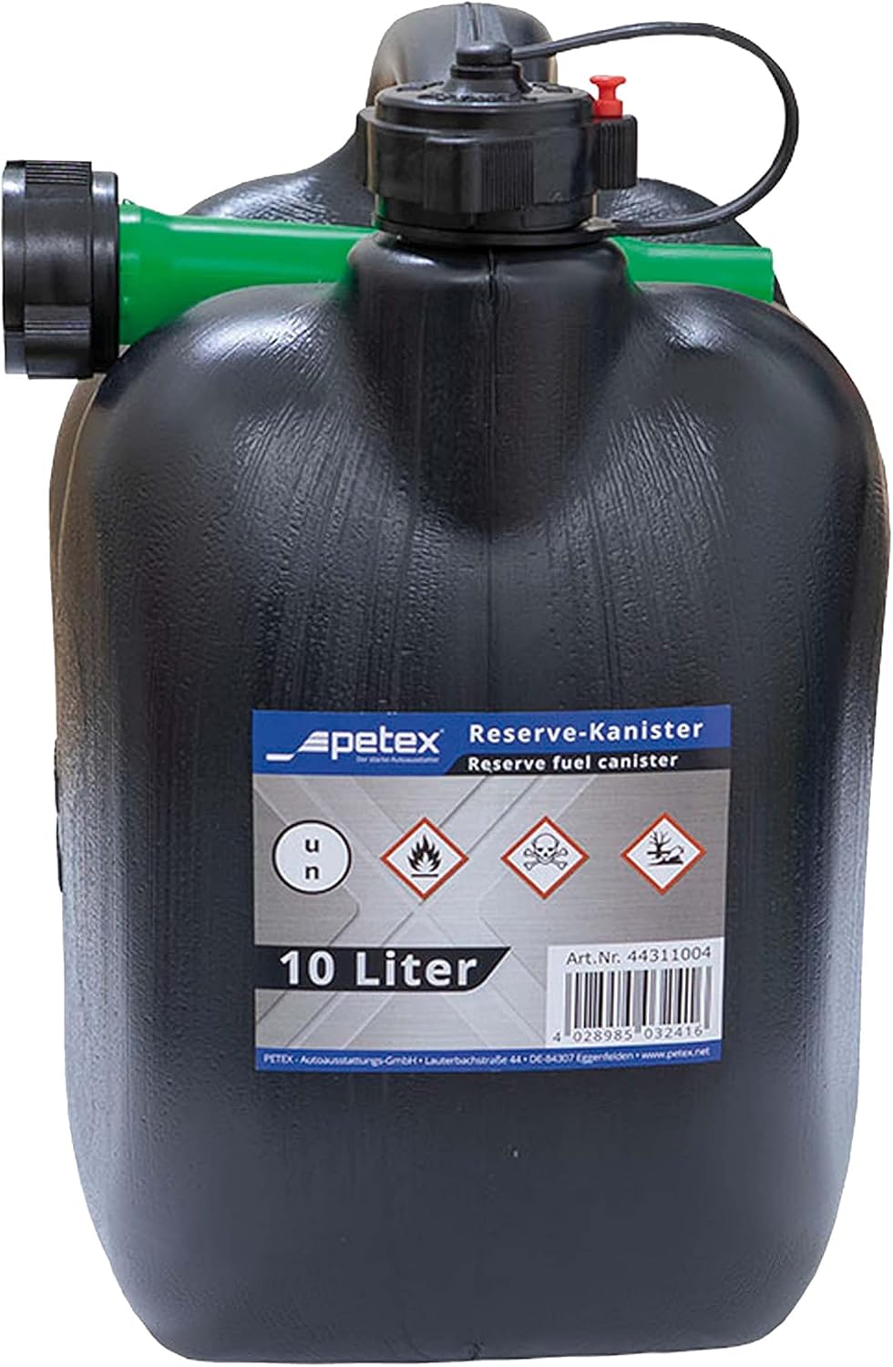 Petex AUTONIK 126620 10L Kraftstoffkanister, UN-geprüfter Benzinkanister, Kunststoff schwarz, flexibler Ausgießer, für Diesel und bleifreien Kraftstoff, robust und sicher für Auto und Outdoor