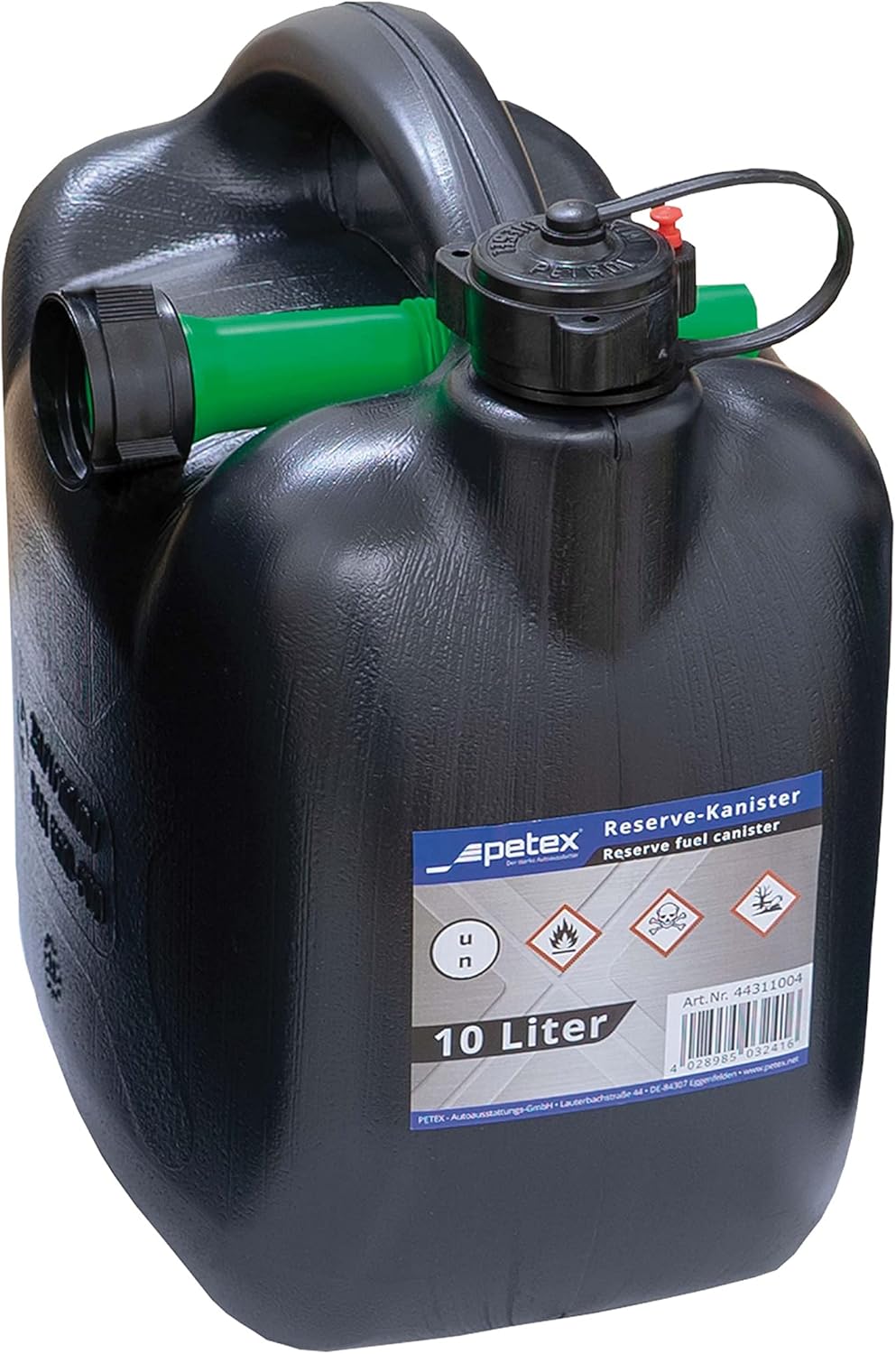 Petex AUTONIK 126620 10L Kraftstoffkanister, UN-geprüfter Benzinkanister, Kunststoff schwarz, flexibler Ausgießer, für Diesel und bleifreien Kraftstoff, robust und sicher für Auto und Outdoor