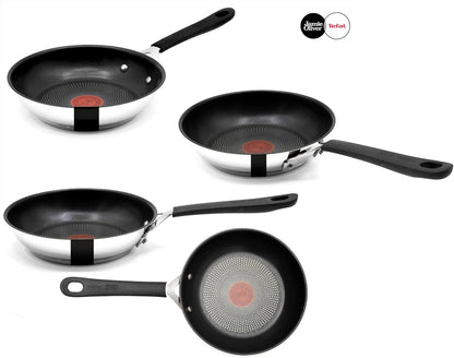 Tefal E30 Jamie Oliver Edelstahl Bratpfanne 20 cm, Antihaftbeschichtet, Induktionsfähig, Ofenfest bis 175°C, Hitzebeständig bis 260°C, Thermo-Signal, Genieteter Edelstahlgriff mit Silikon