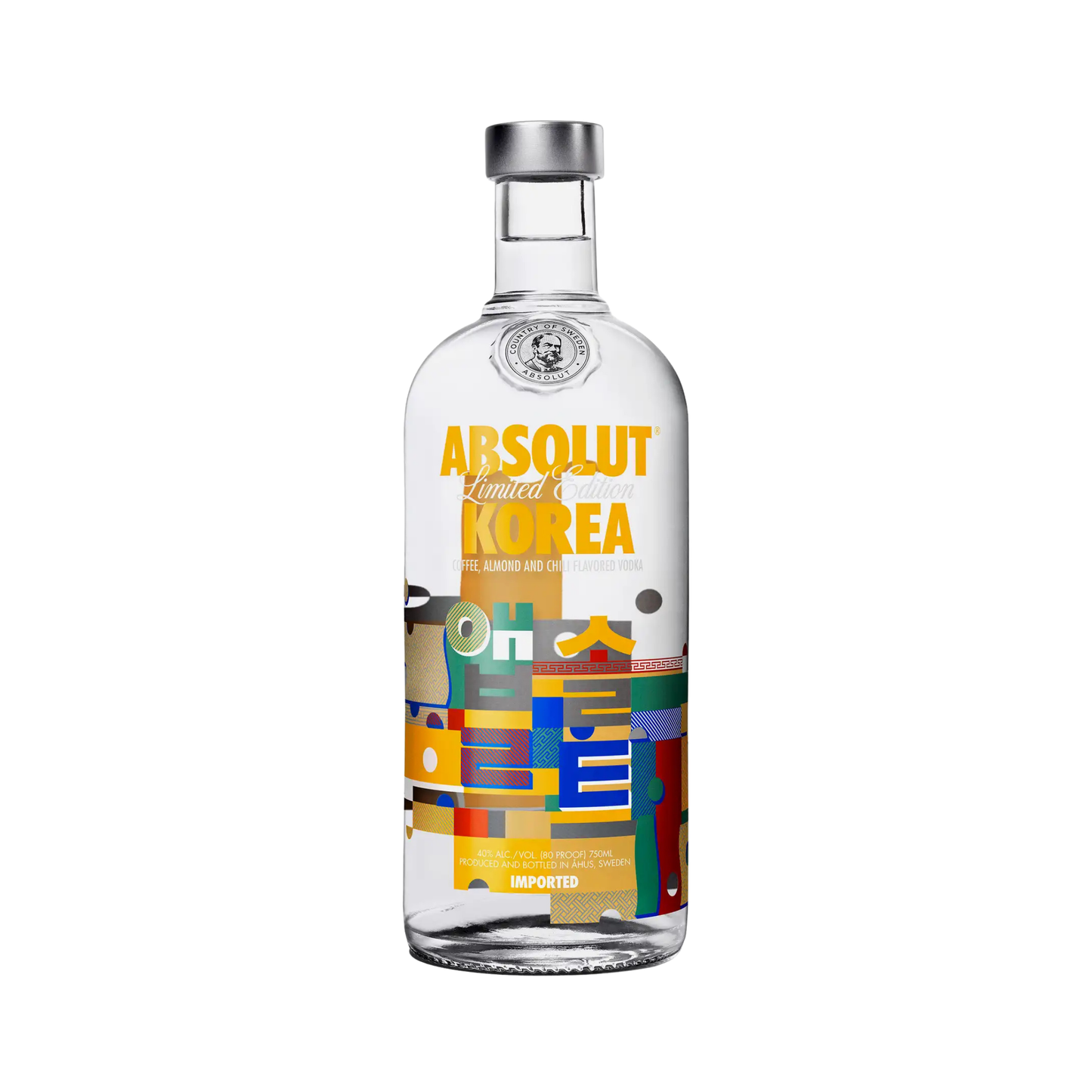 Absolut Vodka Korea 0,75l - Limited Edition 2016 - Flavoured Geschenkset mit Künstlerdesign – Chili Mandel Kaffee Vodka Flasche Sammler Spirituose Heo Wook Korea Designflasche 2016 Geschenkbox