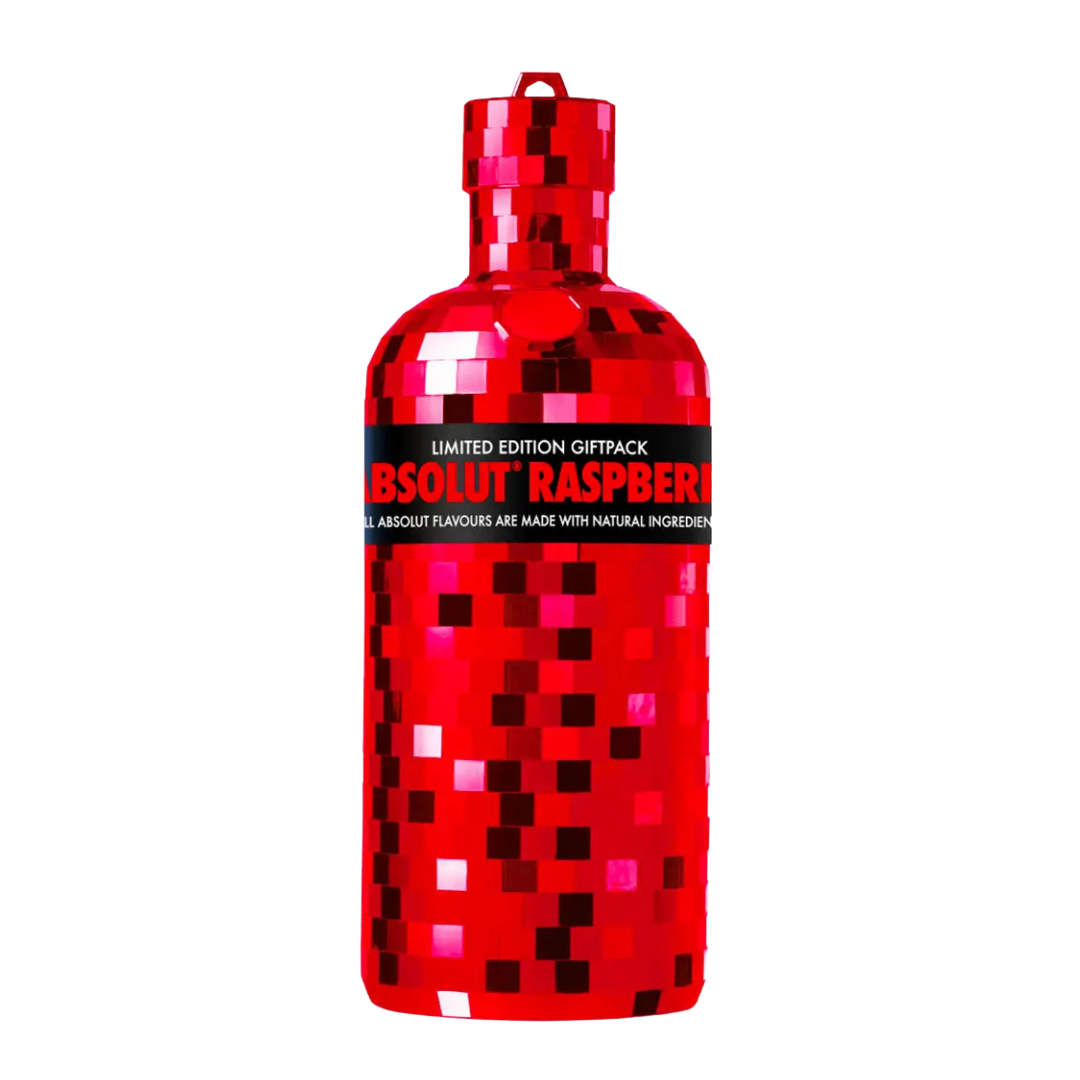 Absolut Disco Raspberri Vodka 0,75L – Limited Edition in roter Discokugel-Geschenkverpackung mit fruchtigem Himbeergeschmack – Hochwertiger Flavored Wodka für Sammler, Partys & Deko-Fans