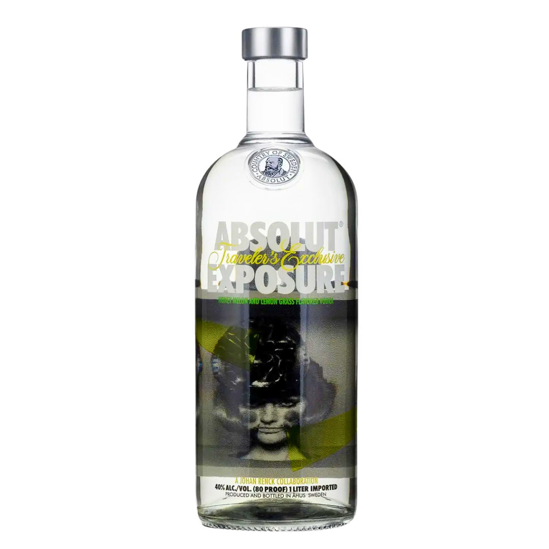 Absolut Vodka 1L Exposure 3er Set – Limited Edition 2013 -  Sammleredition mit Fotodruck von Johan Renck – 3 x 1000ml Wodka mit Honigmelone-Zitronengras Geschmack – Kunstflasche für Sammler