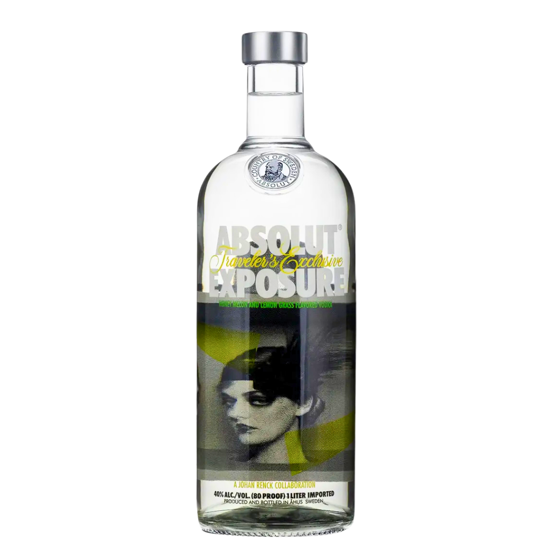 Absolut Vodka 1L Exposure 3er Set – Limited Edition 2013 -  Sammleredition mit Fotodruck von Johan Renck – 3 x 1000ml Wodka mit Honigmelone-Zitronengras Geschmack – Kunstflasche für Sammler