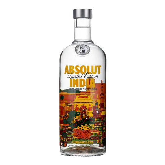 Absolut Vodka India V1 Mango Pfeffer 1L Künstler Limited Edition mit Kultur-inspiriertem Flaschendesign – Aromatisierter Wodka mit Mango-Geschmack & schwarzem Pfeffer, exotisches Sammlerstück