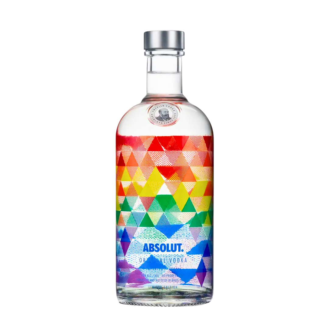 Absolut Vodka Mix Pride 0,7l - Limited Edition 2016 – Künstlerflasche inspiriert von LGBTQ Pride Farben – Geometrisches Design – Sammleredition mit Symbolkraft – Premium Wodka Flasche Design