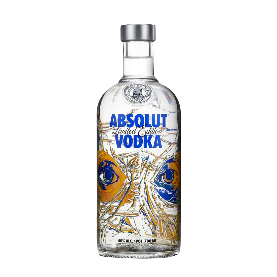 Absolut Vodka Wallpaper V3 0,7L Limited Edition 2011 – Künstlerische Pop-Art Flasche mit Ron English Design – Bemalter Premium Wodka Sammlerartikel aus Italien mit Blue Label Originalgeschmack
