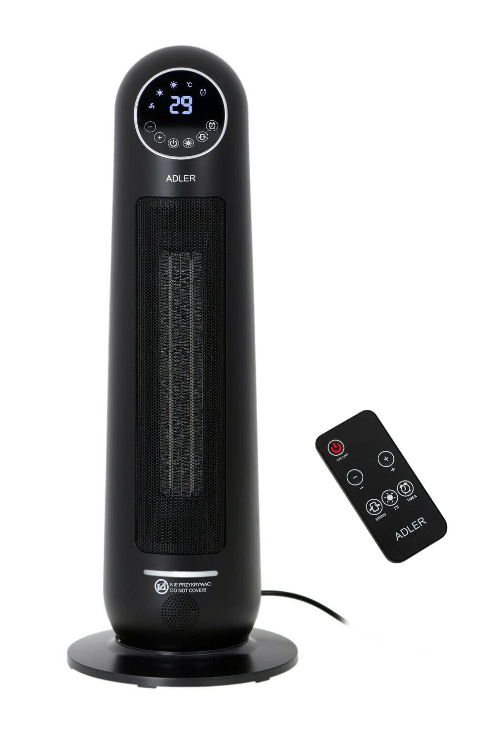 JUNG ADLER AD7731 Keramik Heizlüfter 2200W LCD Standgerät Heizgerät Oszillation Fernbedienung Timer Raumheizung elektrisch Heizlüfter tragbar leise sicher energieeffizient Heizgerät mobil