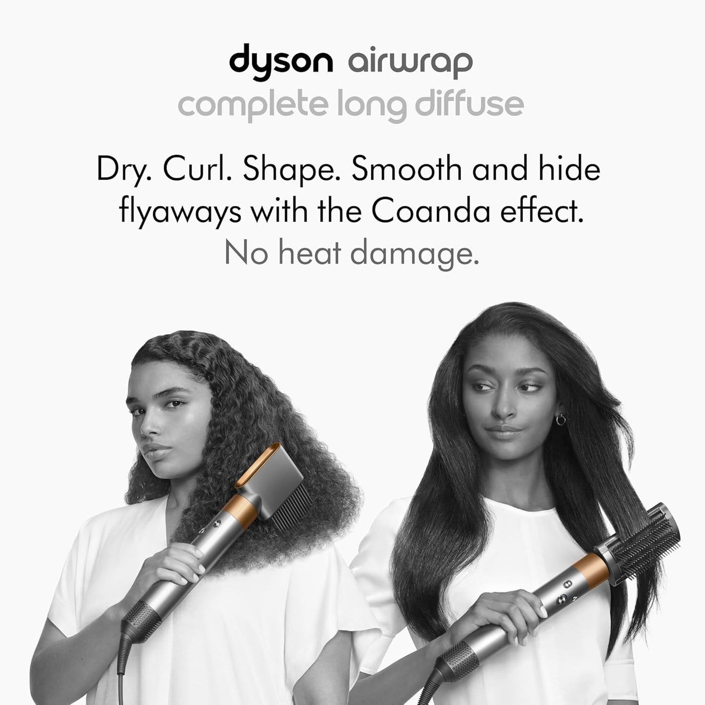 Dyson Airwrap™ Complete Long Diffuse Nickel / Kupfer, Coanda-Luftstromtechnologie, Haartrockner, Volumenbürste, Diffusor, feste Bürste, glatte Frisuren, lockiges Haar, 1300 Watt, kabelgebunden