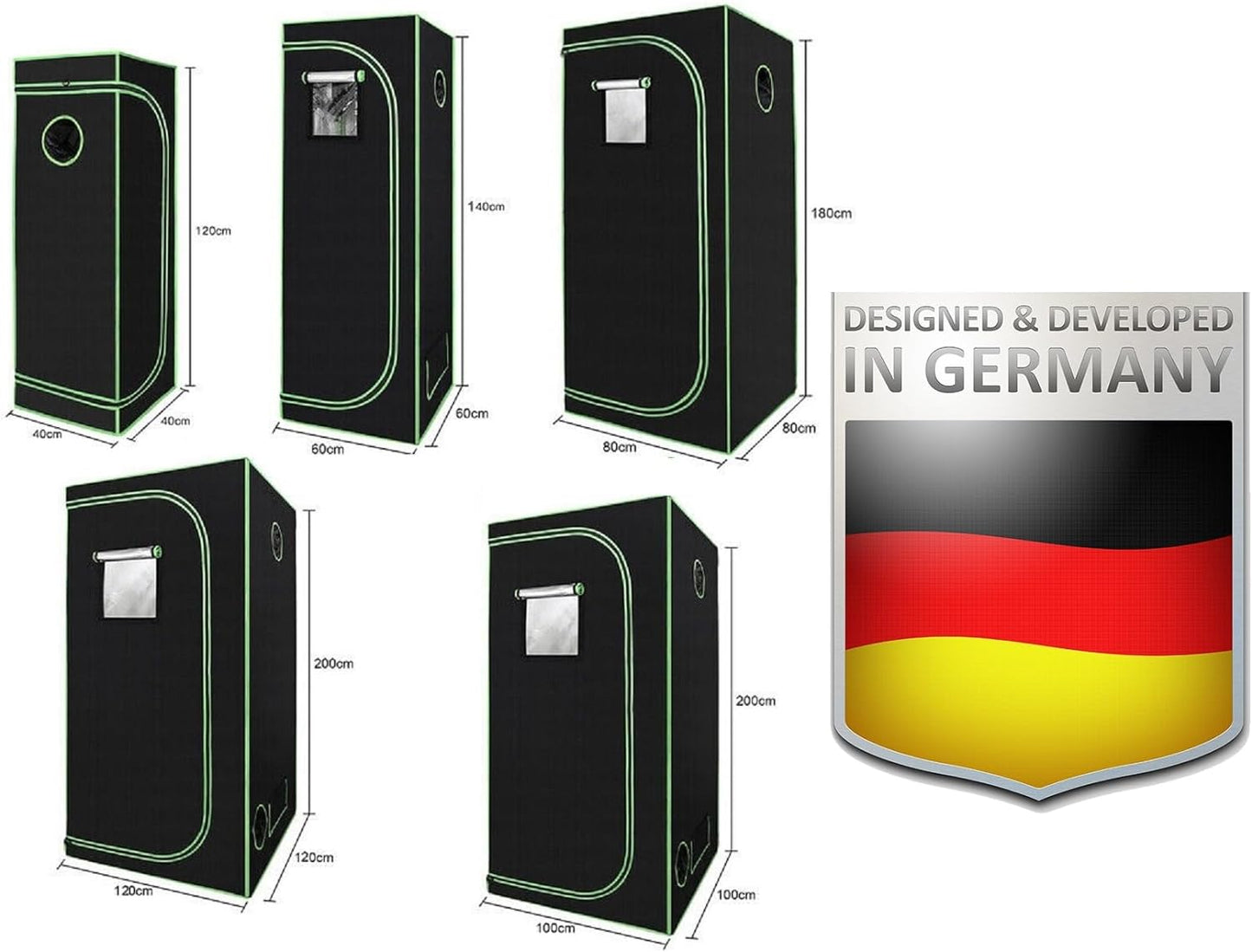 JUNG Growbox Komplettset 100x100x200 cm mit 100W LED Vollspektrum Lampe, Aktivkohlefilter und Inline Lüfter für Indoor Anbau – Perfekt für Keimung, Wachstum, Blüte und Ernte