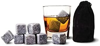 Grenhaven Anself Premium 9er Set wiederverwendbare Whiskey-Steine aus natürlichem Speckstein, langlebige Kühlsteine für Whisky, Bier und Getränke, abgerundete Kanten, inklusive Aufbewahrungsbeutel, ideal für stilvollen Genuss