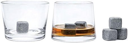 Grenhaven Anself Premium 9er Set wiederverwendbare Whiskey-Steine aus natürlichem Speckstein, langlebige Kühlsteine für Whisky, Bier und Getränke, abgerundete Kanten, inklusive Aufbewahrungsbeutel, ideal für stilvollen Genuss