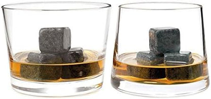 Grenhaven Anself Premium 9er Set wiederverwendbare Whiskey-Steine aus natürlichem Speckstein, langlebige Kühlsteine für Whisky, Bier und Getränke, abgerundete Kanten, inklusive Aufbewahrungsbeutel, ideal für stilvollen Genuss