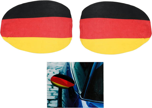 JUNG Autospiegelbezug 2er Set Deutschland Flagge – EM 2024 Autozubehör Fanartikel für Außenspiegel, Fanpaket für Damen & Herren, Schwarz Rot Gold Fussballspiegel Überzug
