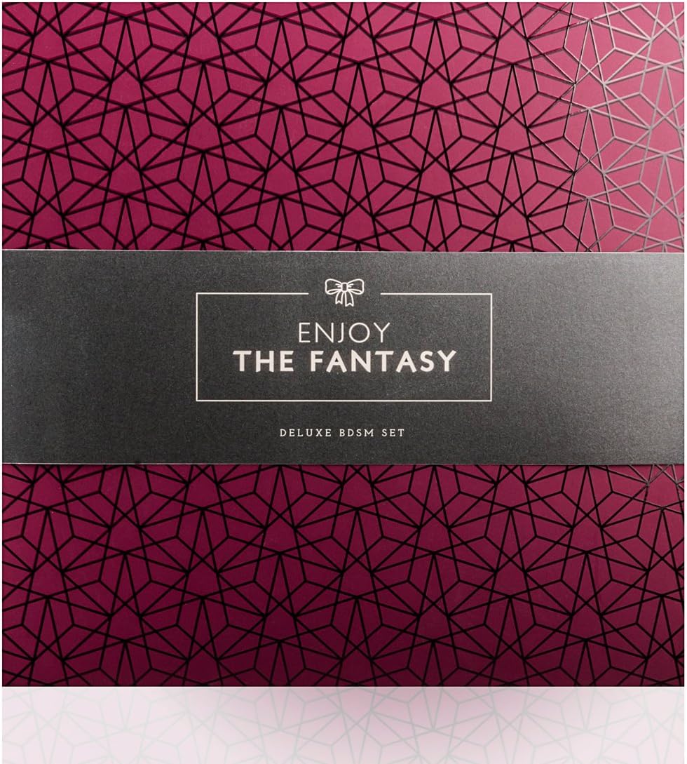 LoveBoxxx Deluxe BDSM Geschenkset für Paare Bondage Set Massagestab Vibrationsspielzeug Handschellen PU-Leder Augenmaske Flogger Bondageseil Samtbeutel Erotikspielzeug Set luxuriös