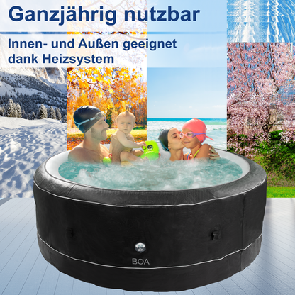 JUNG BOA SPA Whirlpool, selbstaufblasend, beheizbar, für bis zu 5 Personen, rund, Outdoor & Indoor, Krokodil-Optik, Ø 195 cm, energiesparend, wartungsfreundlich