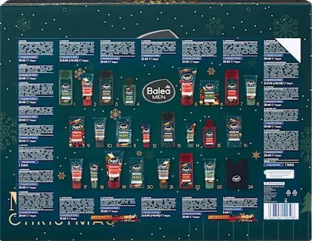 Balea MEN Adventskalender 2025 "MERRY CHRISTMAS" Pflege Advent kalender, Bodylotion, Gesichtstonic, für Männer und Herren Advent ( WERT: 100 € )