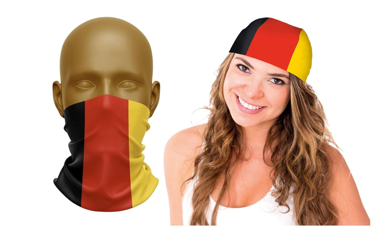 JUNG Deutschland Bandana Fanartikel EM 2024 Unisex Stirnband Halstuch Kopftuch Schwarz Rot Gold Flagge Baumwolle Polyester Fan Accessoire Fußball Männer Frauen Jugendliche Europa Support